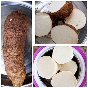 Photo of Picture of a whole yam, diced and peeled Picture of a whole yam, diced and peeled