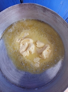 Melting butter in a hot pan