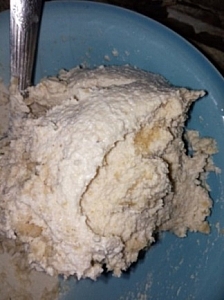 Egusi being mixed into thick paste