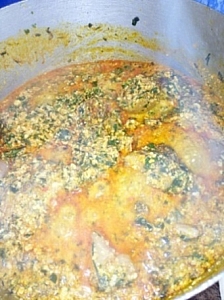 A well stirred egusi soup with an Irresistible aroma and taste