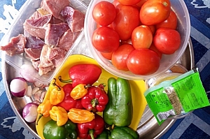 Some of the ingredients for preparing stuffed pepper soup