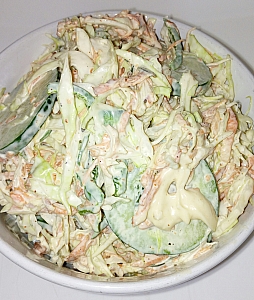 Coleslaw tastes more delicious when it sit for few minutes in the fridge. You will like it more if you give a little chillness to it.