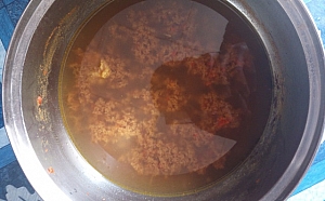 Meat broth drained from cooked beef