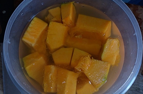 Chopped pumpkin chunks