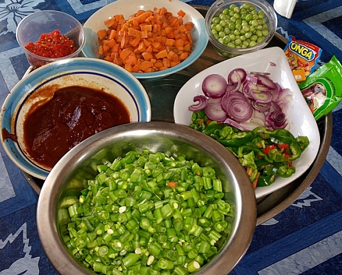 Different vegetables for cooking jollof rice