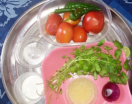 Ingredients for tomato salsa