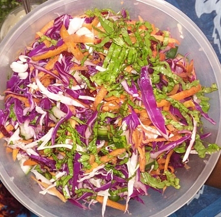 Beatroot, cabbage, carrot and cucumber salad