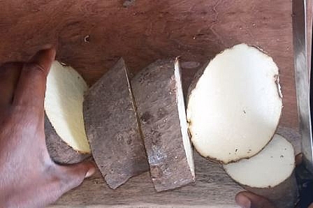 Picture showing cut water yam