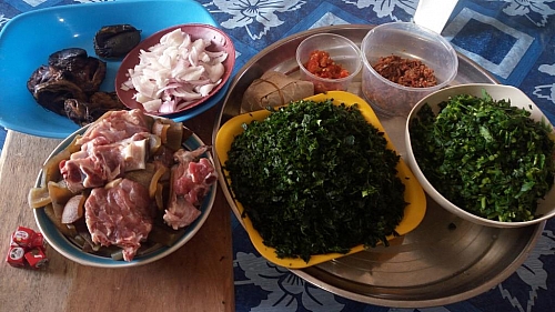 Some ingredients for preparing edikaikong soup