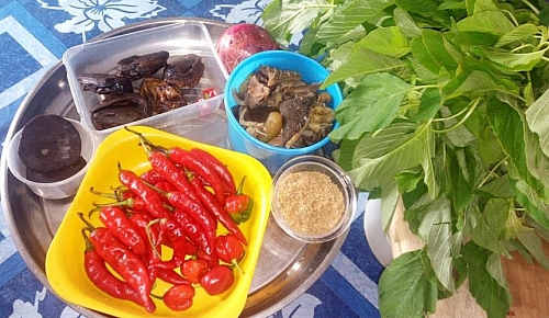 Ingredients for cooking of efo riro soup