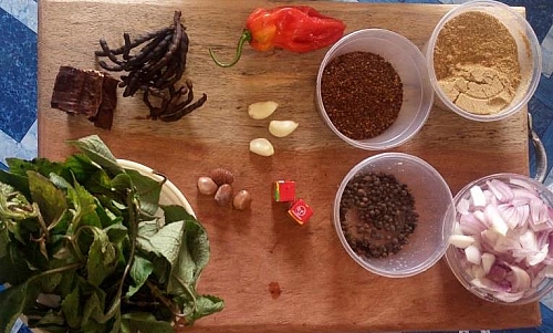 Cow meat pepper soup ingredients