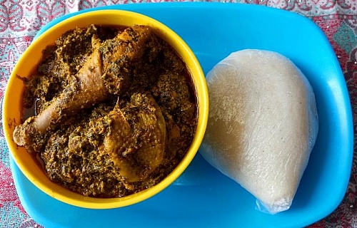 Afang with egusi soup paired with swallow