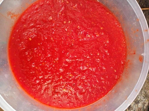 Tomato, pepper, onion and garlic blend for yam porridge