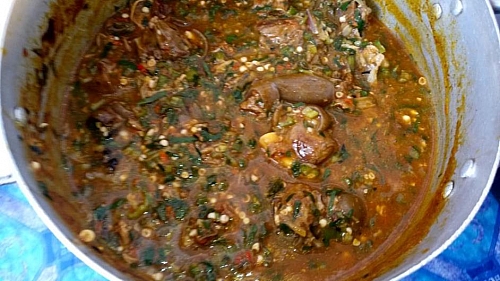 Ogbono with okra is ready once you