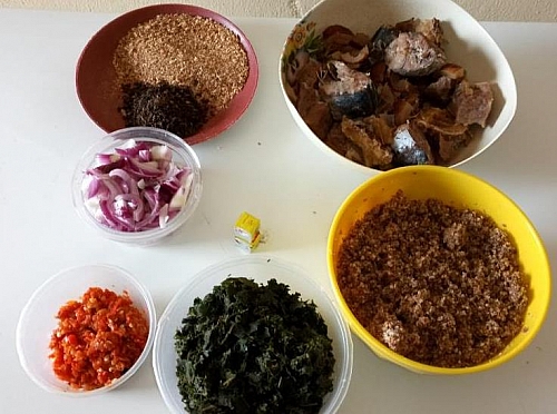 Ingredients for making beniseed soup