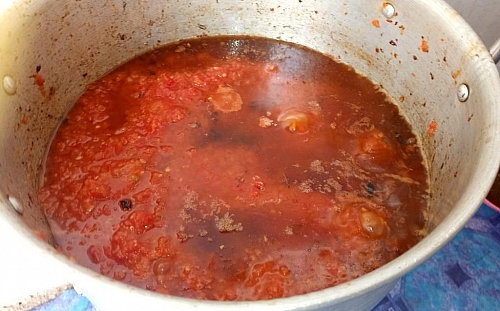 Frying of tomato of the reduced tomato