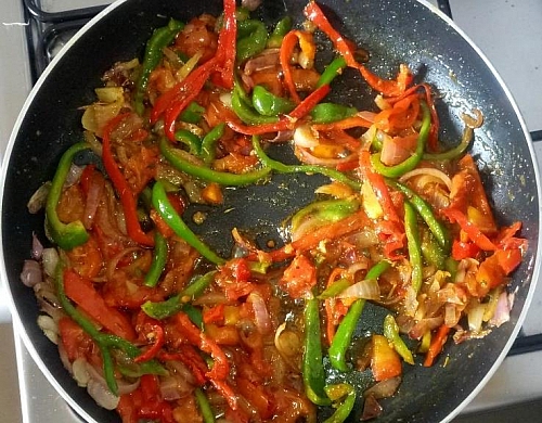Stir fried vegetable for plantain and egg frittata