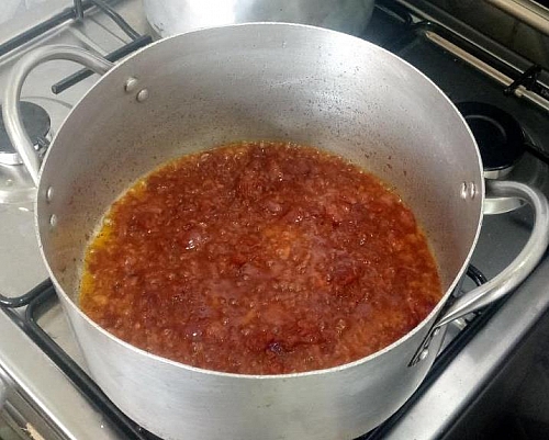 Stir fry the tomato paste until it is properly fried