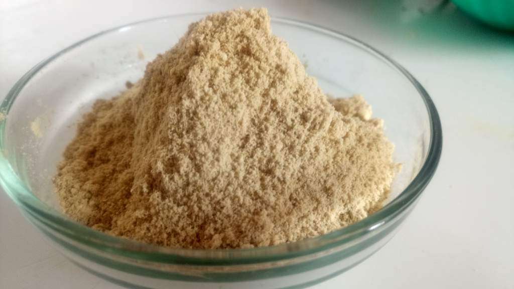 ginger powder made in a glass bowl
