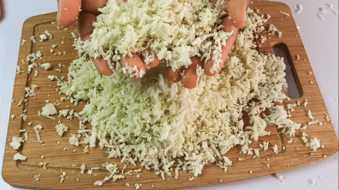 Riced Cauliflower using a hand grater